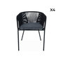 Voir la diapositive 4 : SWEEEK Lot de 4 fauteuils de jardin en corde noire et acier galvanisé. coussin gris