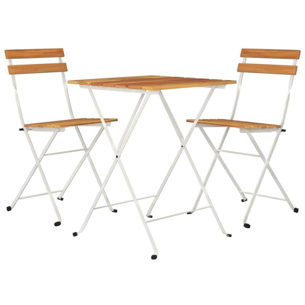 VIDAXL Ensemble de bistro pliable 3 pcs Bois d'acacia solide et acier