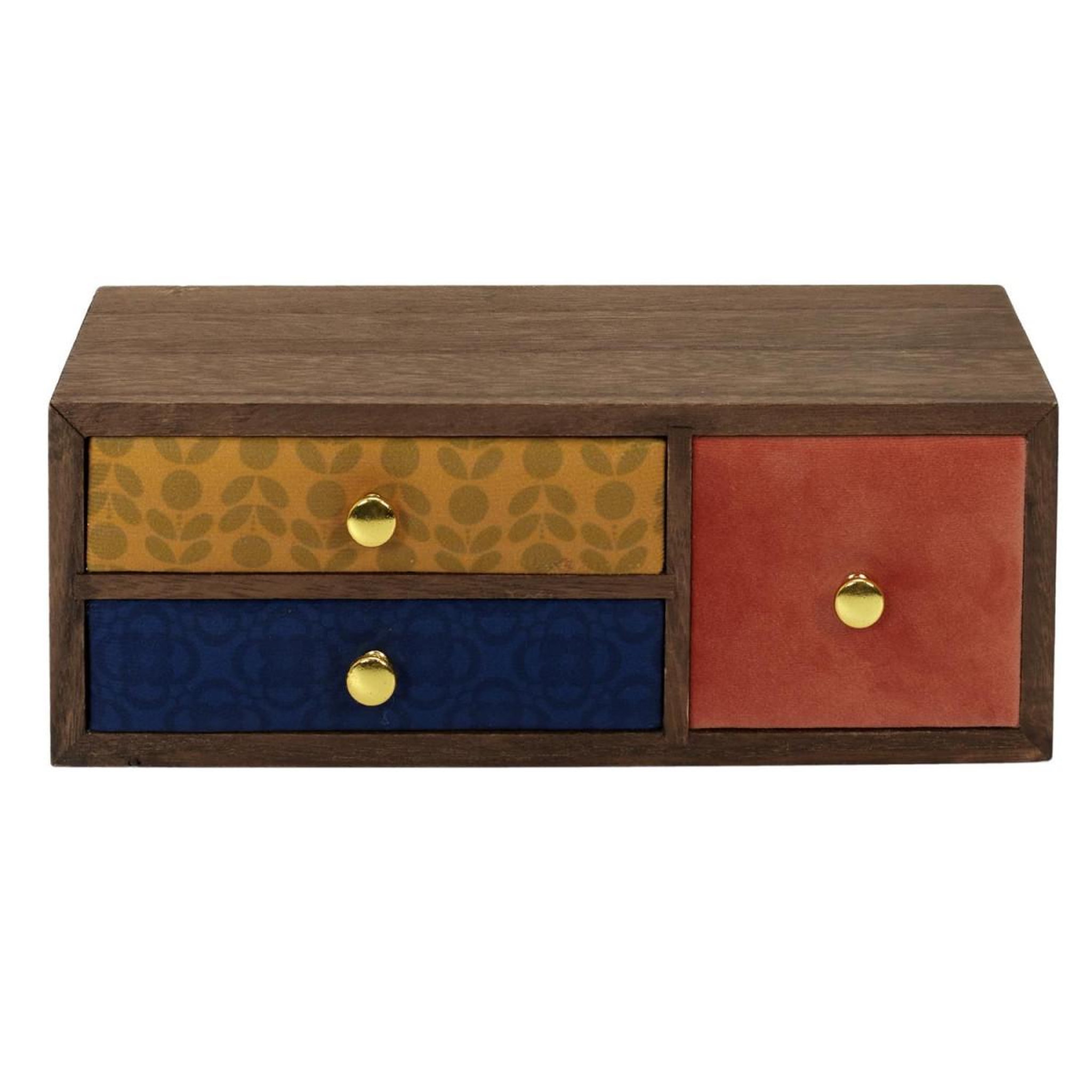The Home Deco Factory Boîte déco 3 tiroirs  velours  30cm multicolore