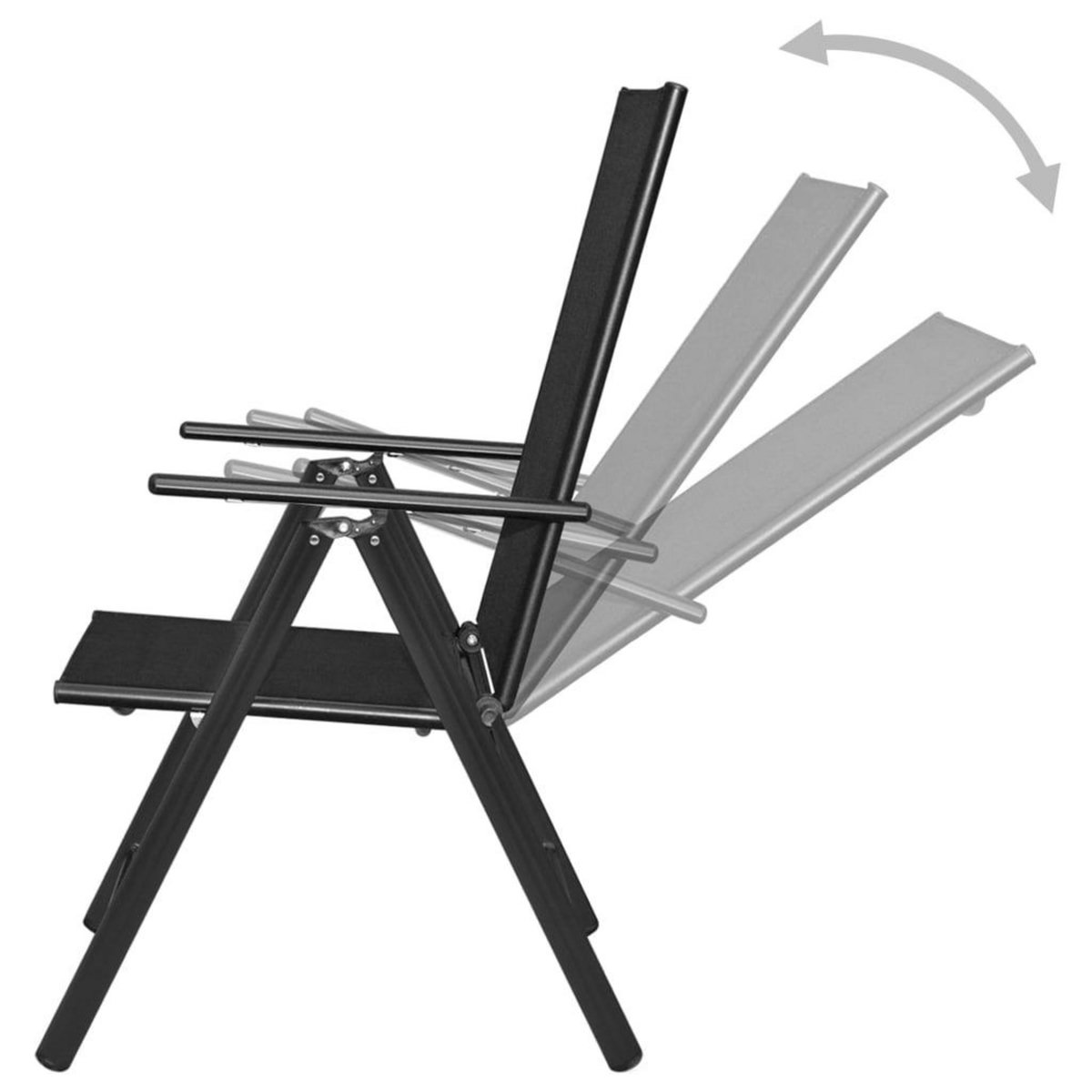 VIDAXL Chaises pliables de jardin lot de 2 Aluminium et textilene Noir