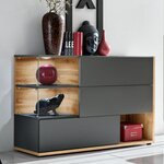 Paris Prix Buffet 3 Portes & 3 Niveaux  Silk  120cm Gris & Naturel