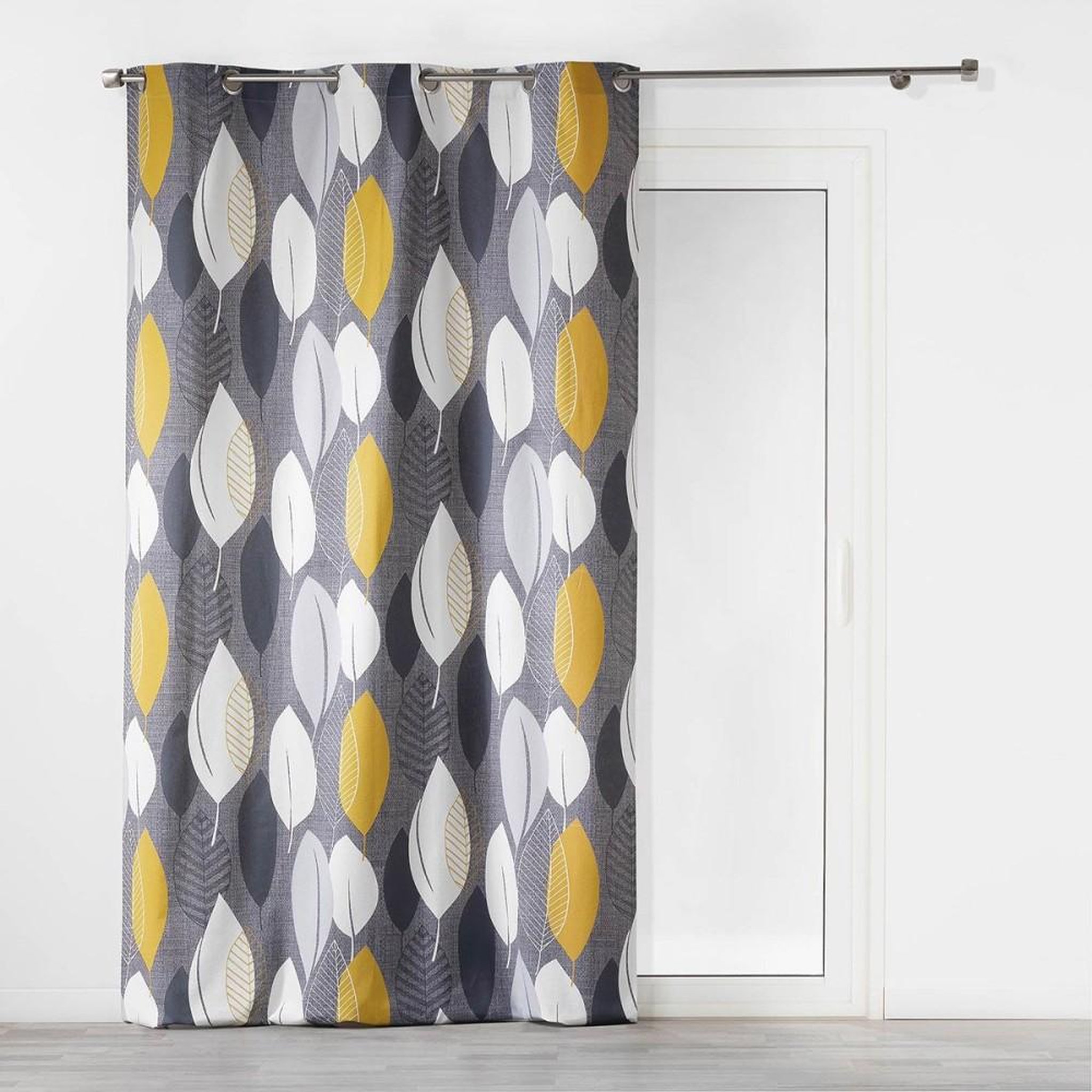 Douceur d'Intérieur Rideau à œillets 140x240 cm Leafy jaune coton