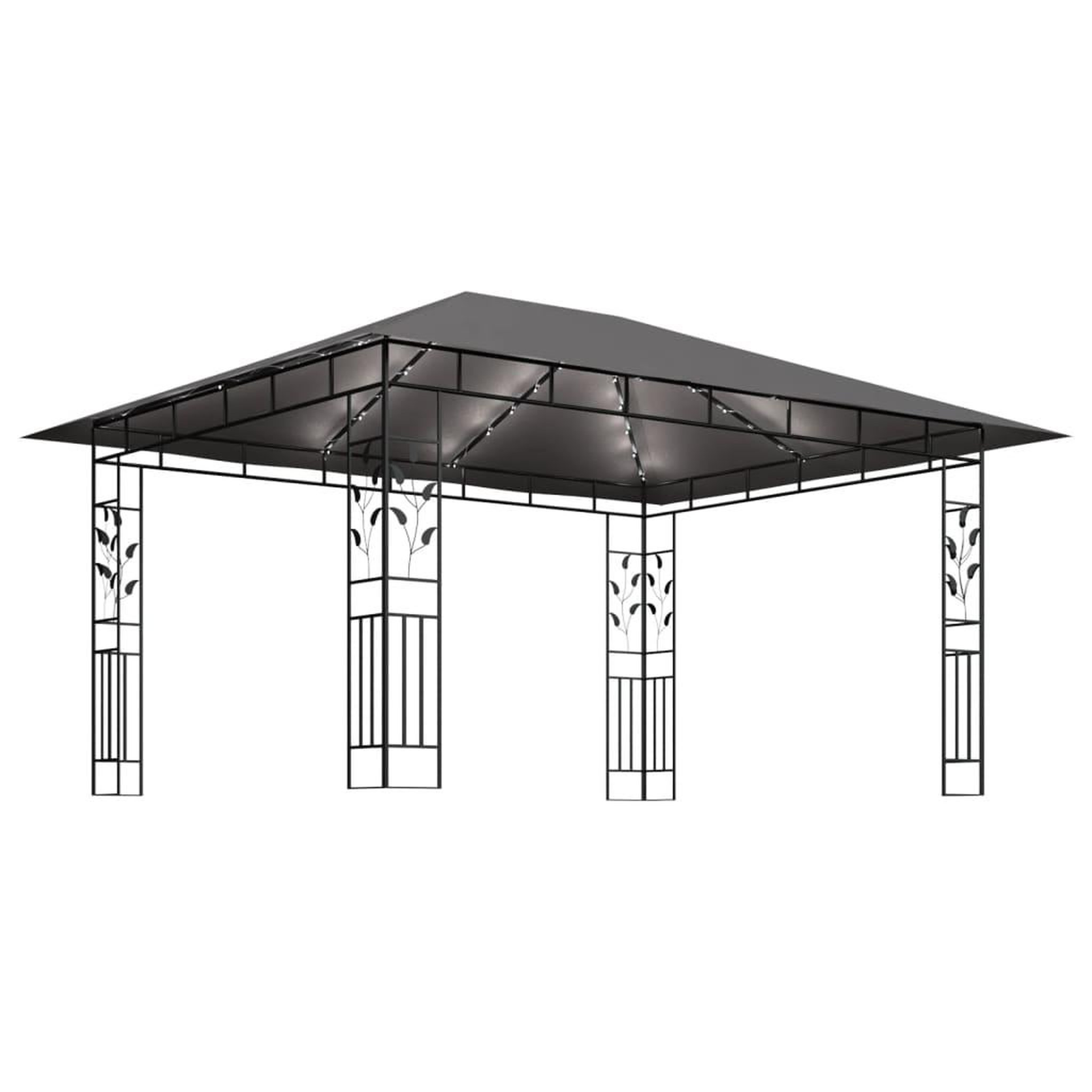 Voir la diapositive 4 : VIDAXL Tonnelle avec moustiquaire et lumieres led 4x3x2,73m anthracite