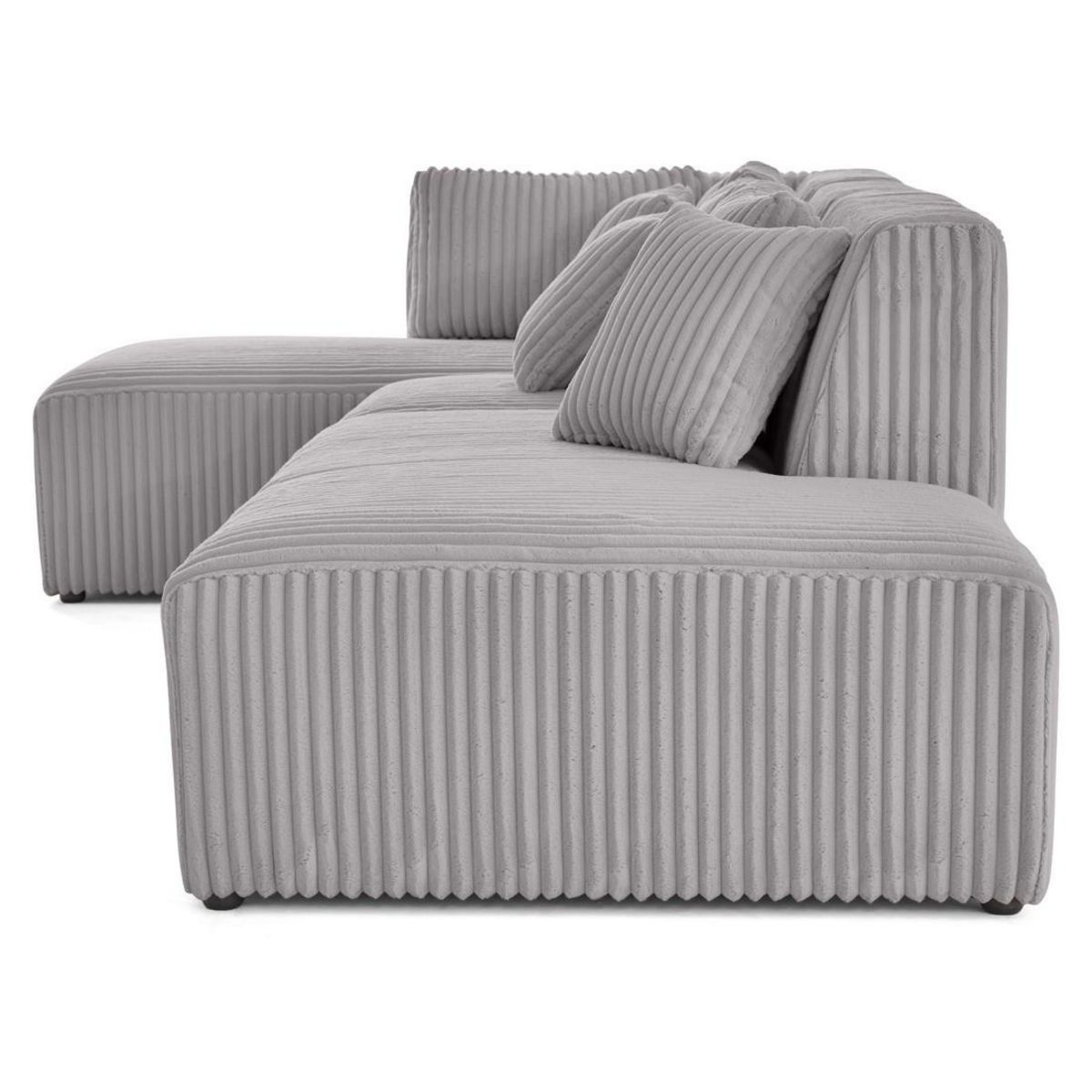 LISA DESIGN Victoire - canapé modulable d'angle gauche 5 places en velours côtelé grosses côtes