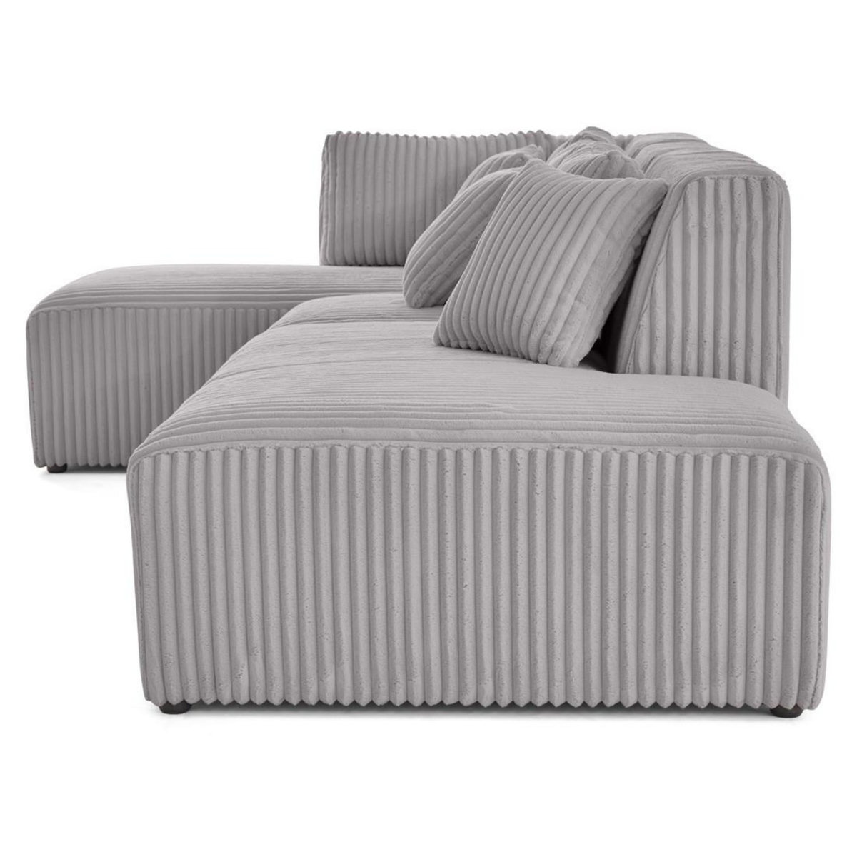 LISA DESIGN Victoire - canapé modulable d'angle gauche 5 places en velours côtelé grosses côtes