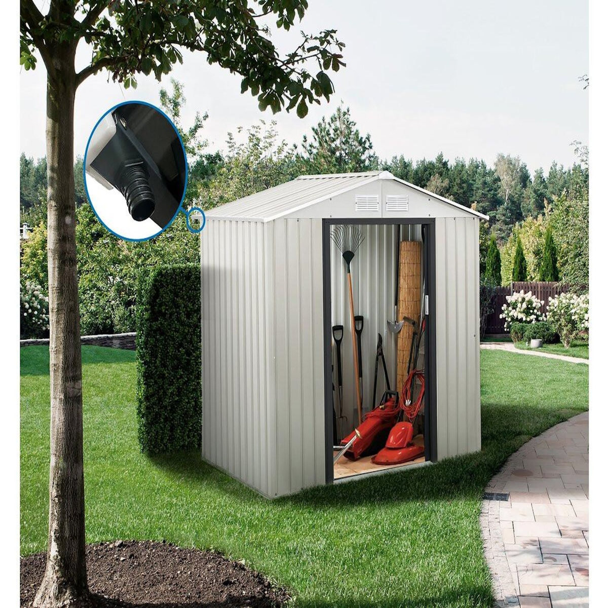 Habitat et Jardin Abri de jardin métal  Nebraska  - 4,07m² avec gouttière