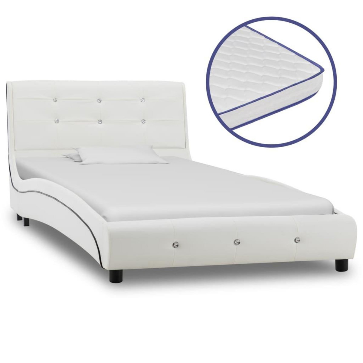 VIDAXL Lit avec matelas a memoire de forme Blanc Similicuir 90x200 cm