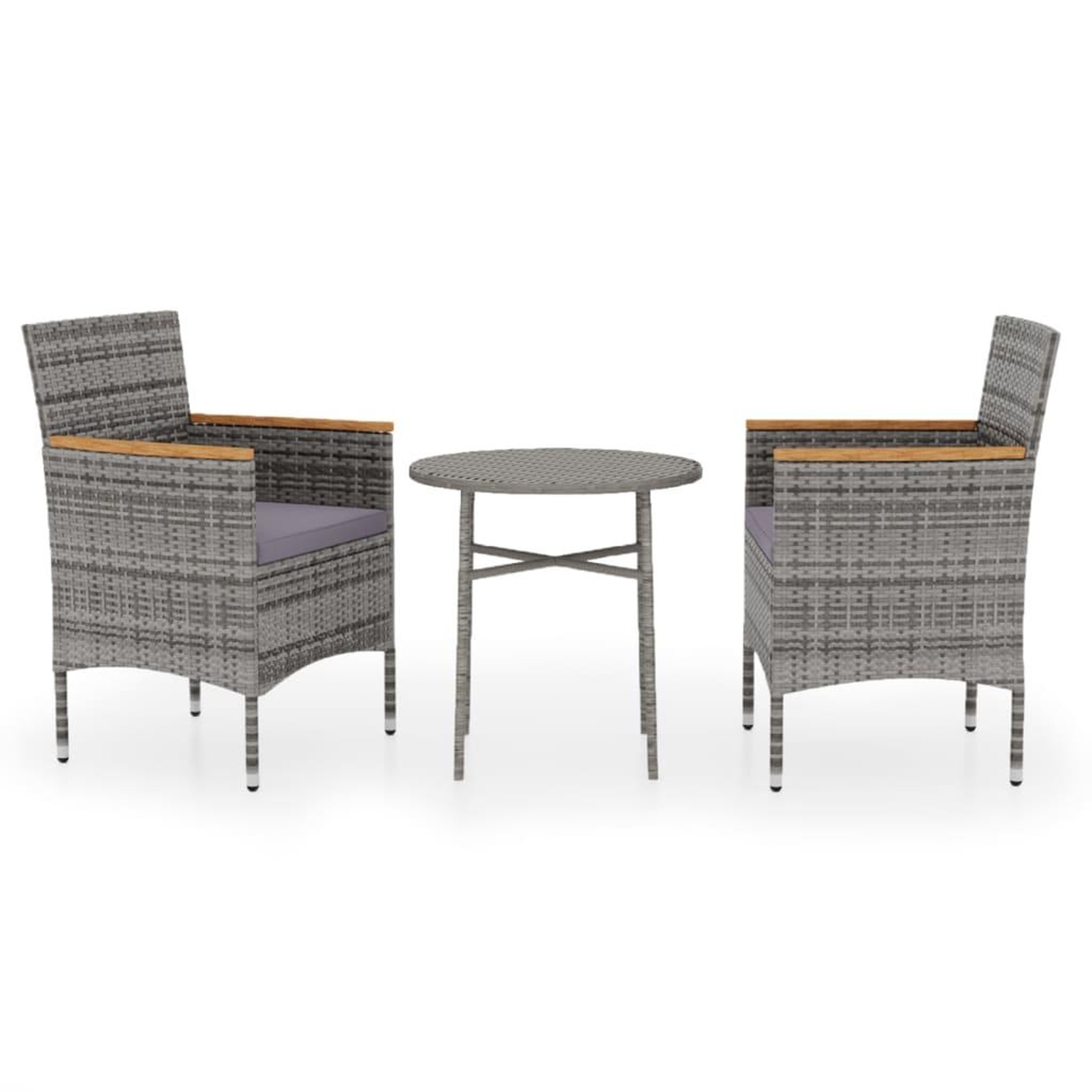 Voir la diapositive 2 : VIDAXL Ensemble a manger de jardin 3 pcs Resine tressee Gris