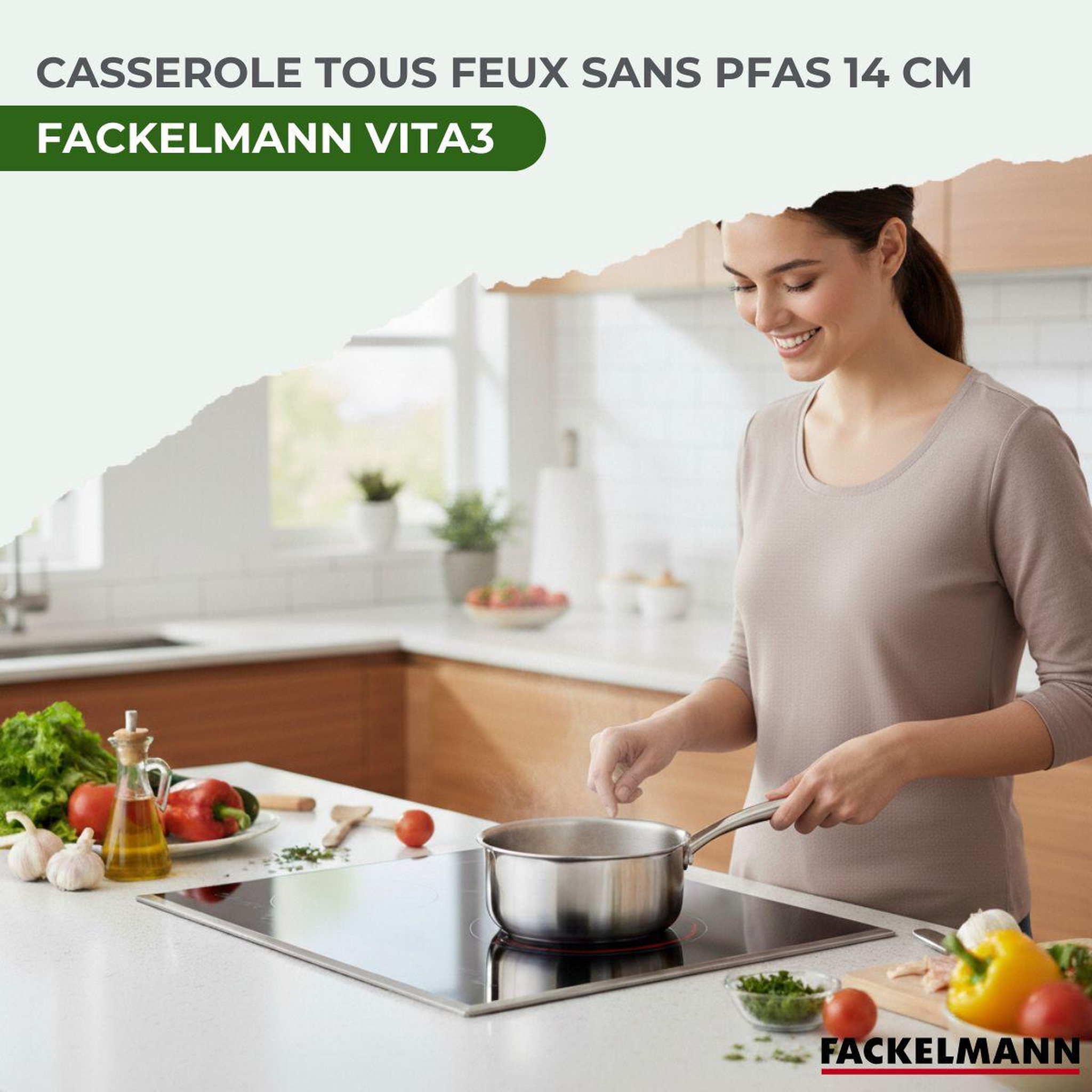 Voir la diapositive 2 : Fackelmann Casserole 14 cm en inox 18/10 triply fackelmann vita3