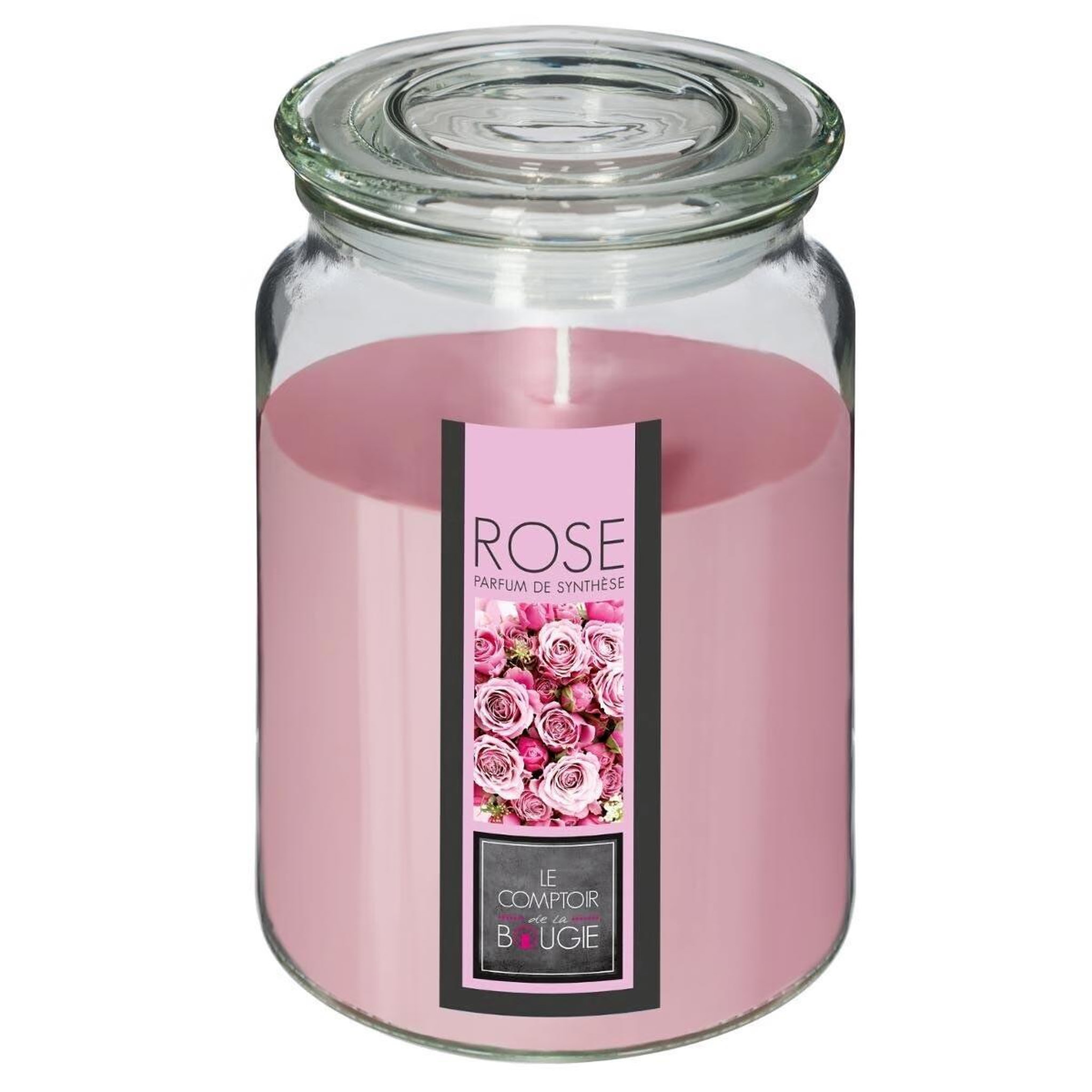 COMPTOIR DE LA BOUGIE Bougie parfumée en verre  couvercle  510g rose