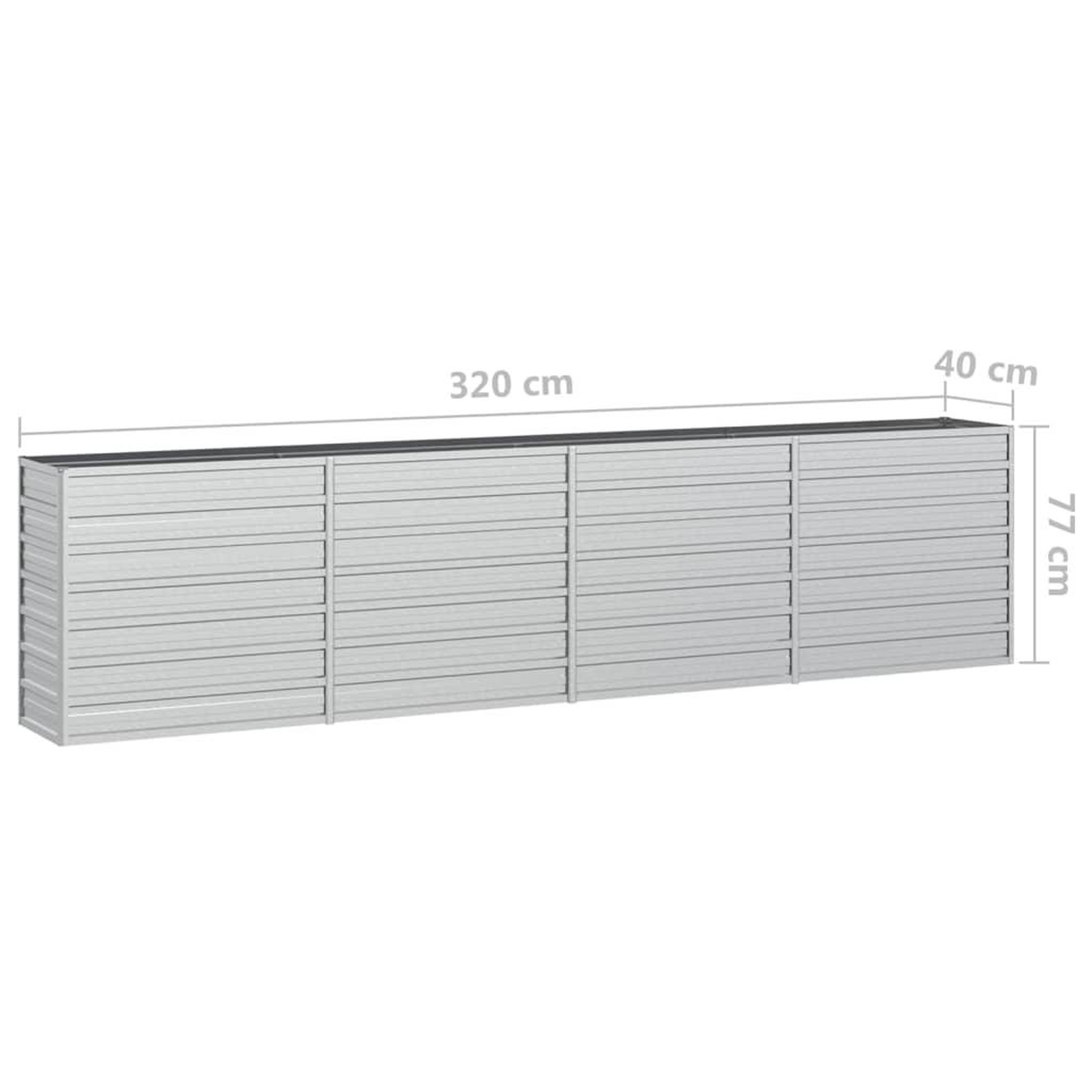 Voir la diapositive 6 : VIDAXL Lit sureleve de jardin 320x40x77 cm Acier galvanise Argente
