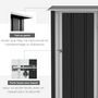 Voir la diapositive 5 : OUTSUNNY Abri de jardin - remise pour outils - cabanon porte verrouillable - dim. 142L x 84l x 189H cm - tôle d'acier anthracite blanc