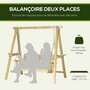 Voir la diapositive 4 : OUTSUNNY Balancelle de jardin 2 places en bois hauteur réglable - 196 x 120 x 171 cm