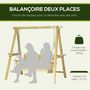 Voir la diapositive 4 : OUTSUNNY Balancelle de jardin 2 places en bois hauteur réglable - 196 x 120 x 171 cm