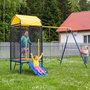 Voir la diapositive 5 : MERAX Aire de jeux extérieur 4 en 1 avec trampoline, balançoire, toboggan et panier basket