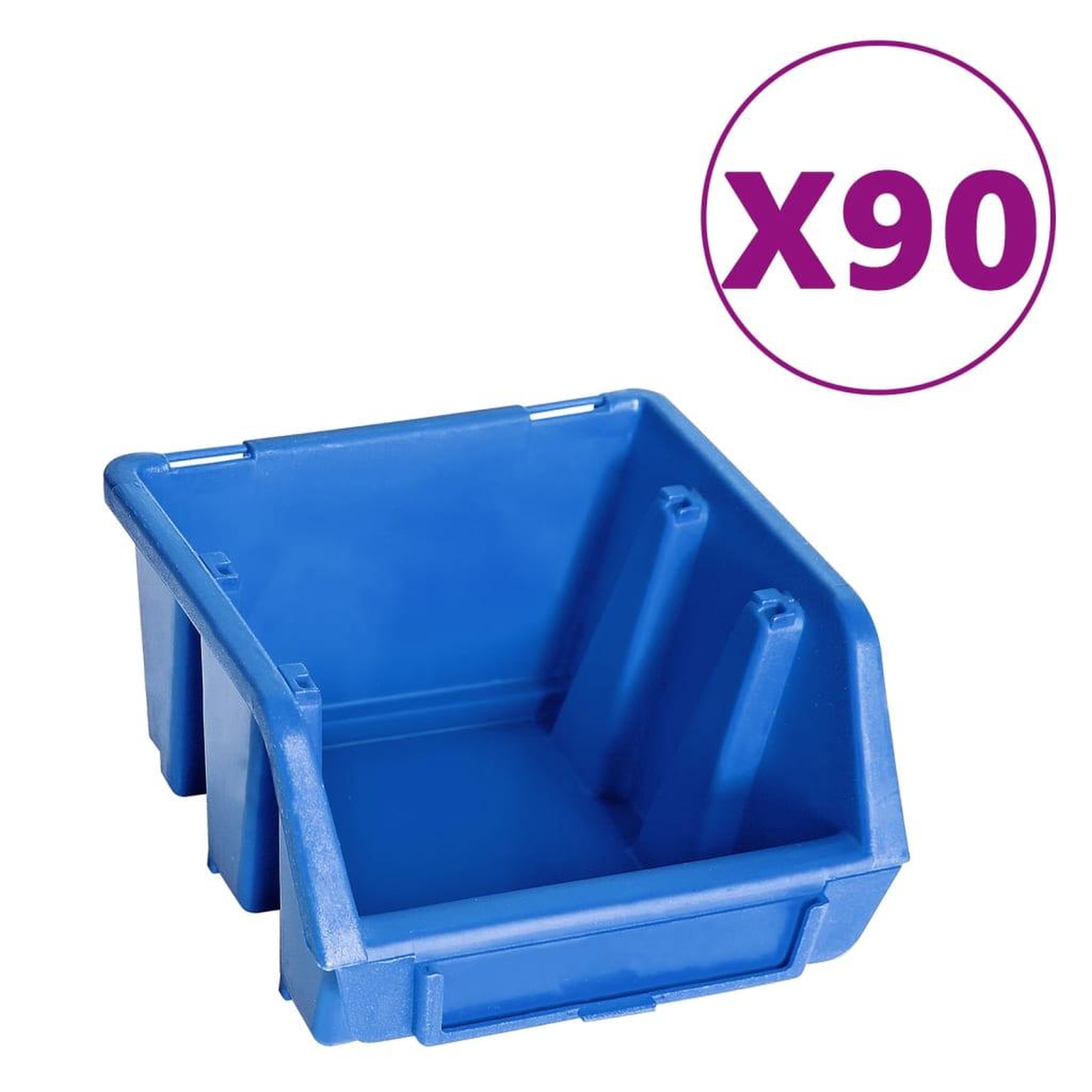Voir la diapositive 2 : VIDAXL Kit de bacs de stockage et panneaux muraux 96 pcs Bleu et noir