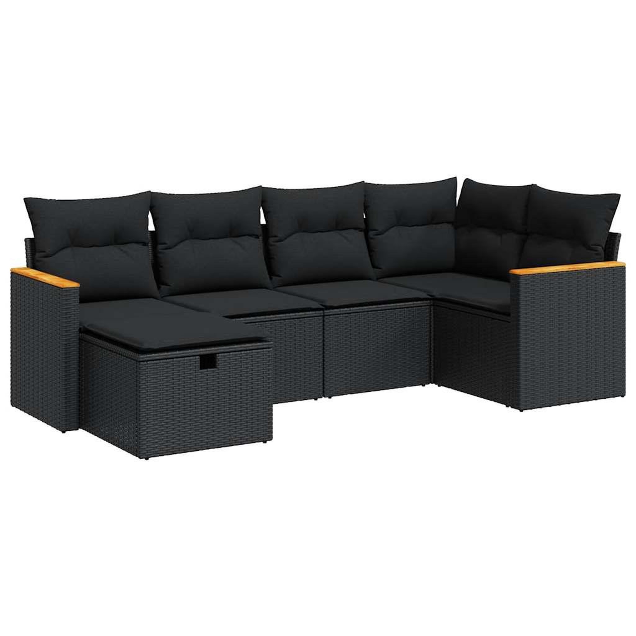 Voir la diapositive 2 : VIDAXL Salon de jardin 6 pcs avec coussins noir resine tressee
