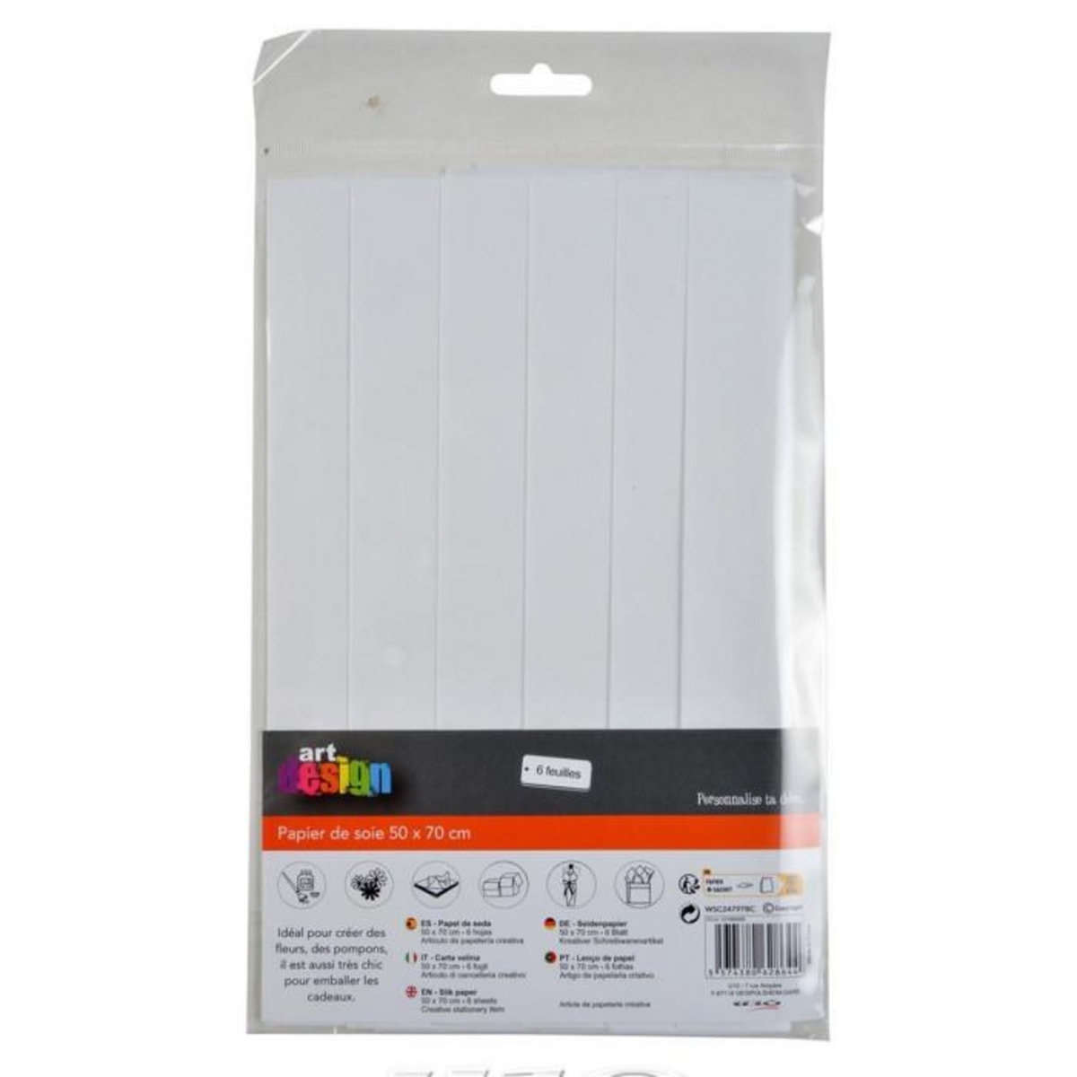 Paris Prix Lot de 6 Feuilles Papier de Soie  Cadeau  50x70cm Blanc