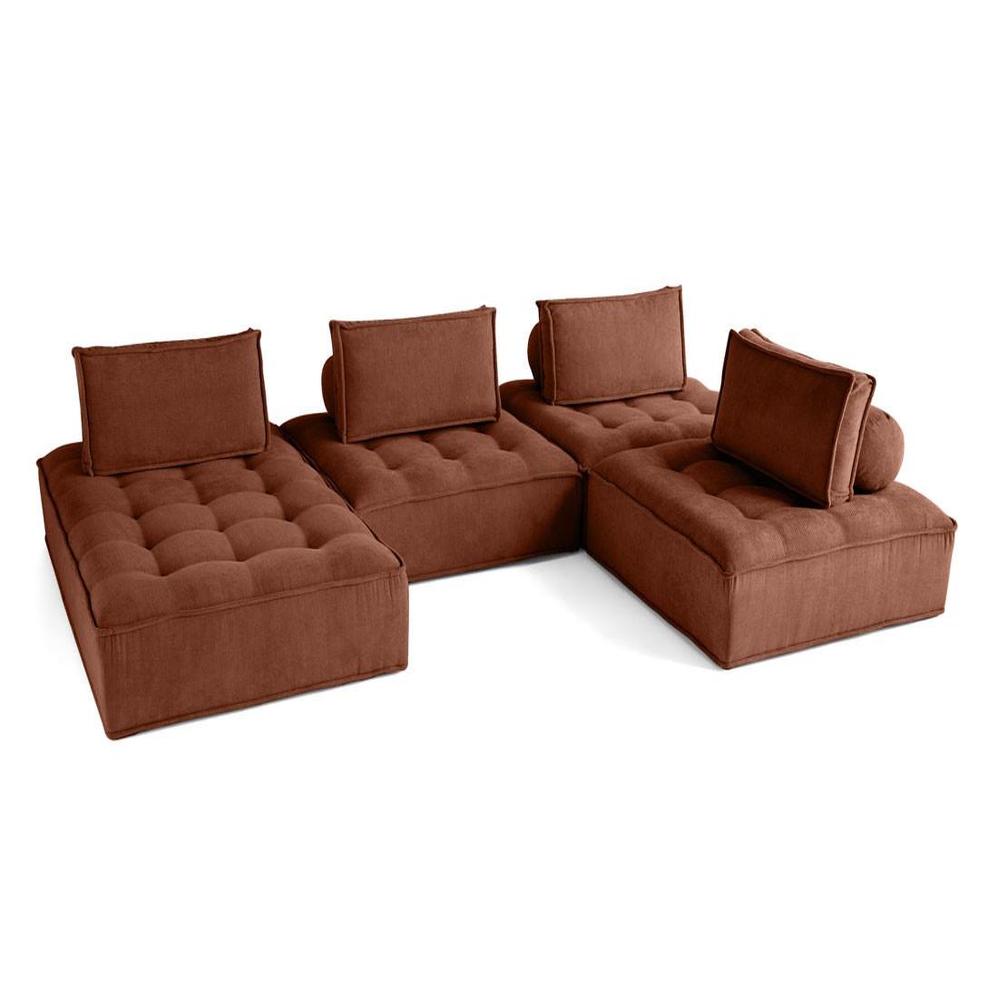 Voir la diapositive 3 : BEST MOBILIER Marisol - canapé panoramique modulable 7 places - velours texturé