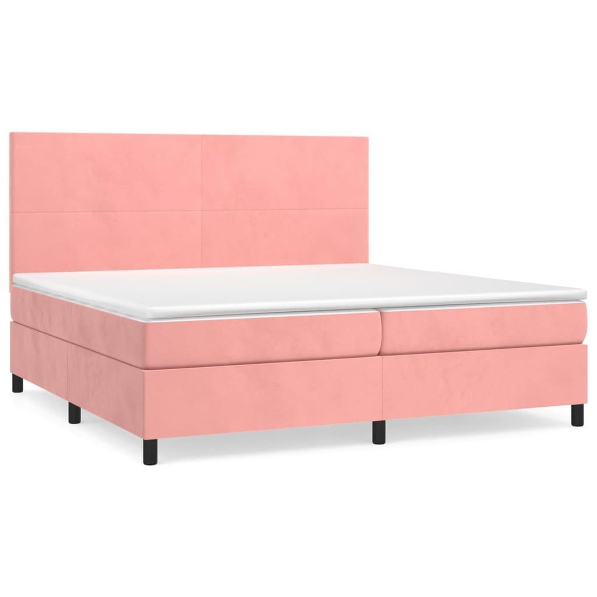 Voir la diapositive 2 : VIDAXL Sommier a lattes de lit avec matelas Rose 200x200 cm Velours