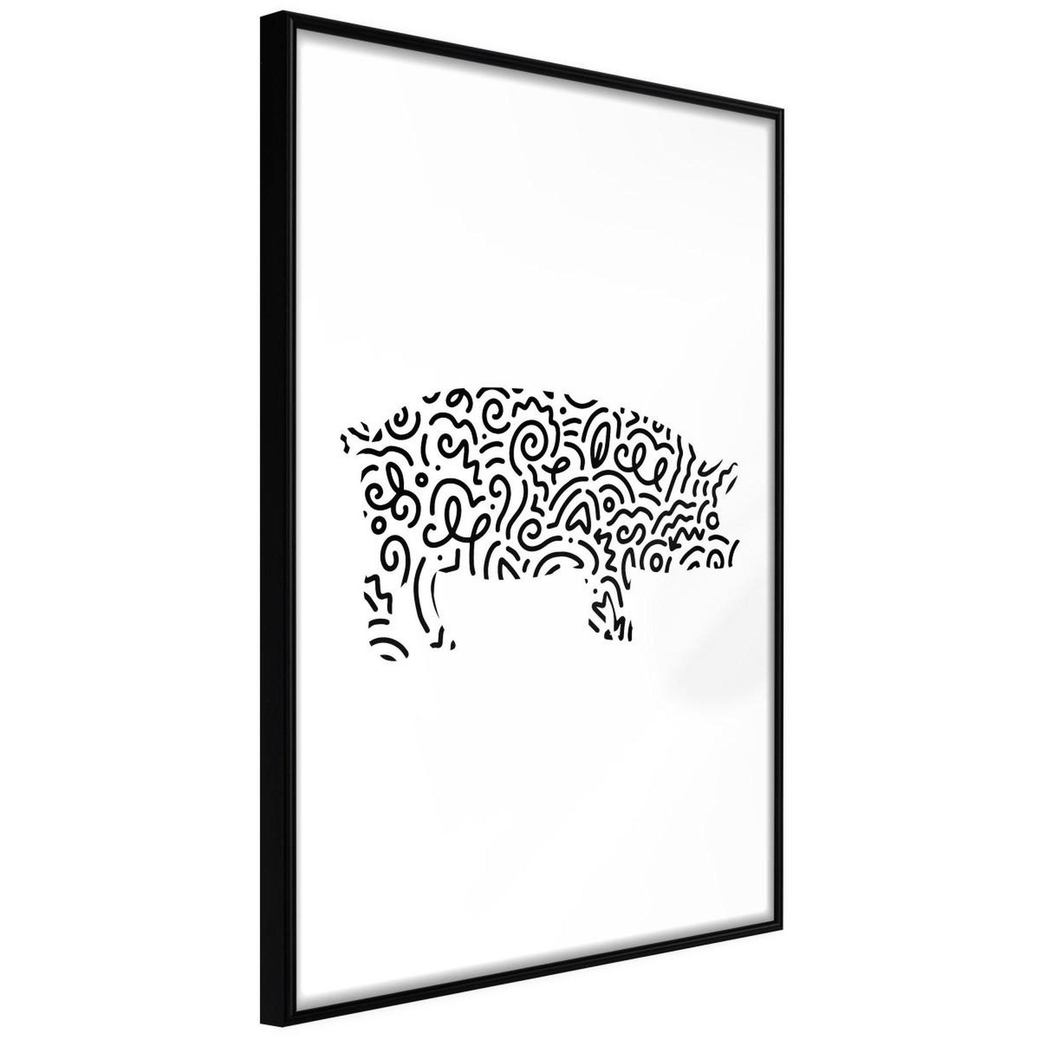 Paris Prix Affiche murale encadrée  curly pig. Coloris disponibles : Noir, Jaune