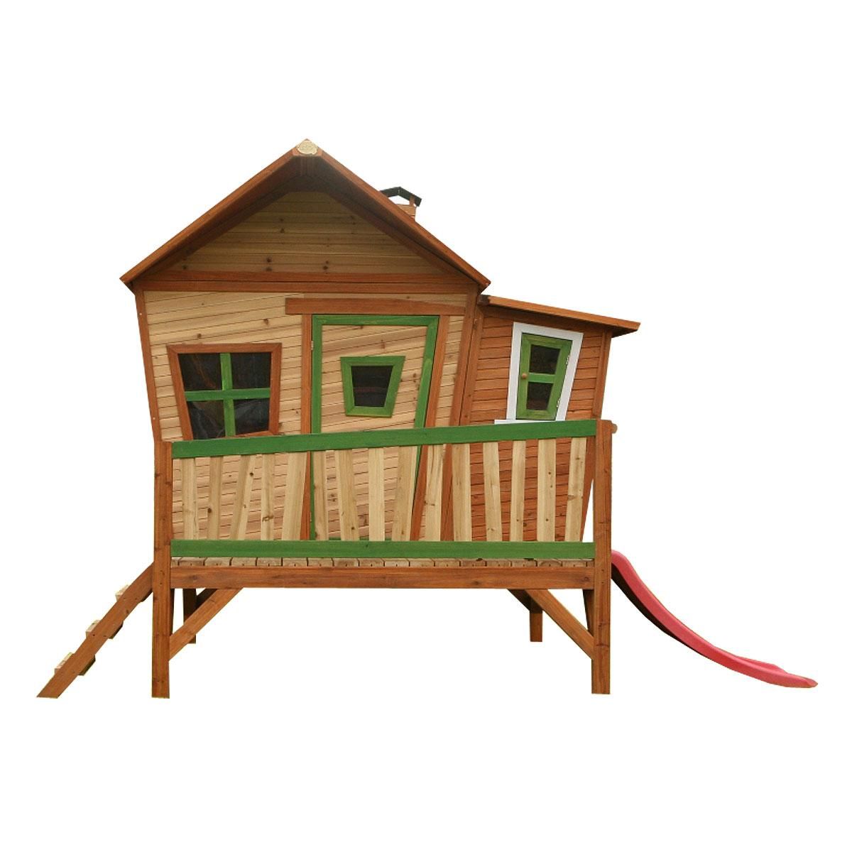 AXI Cabane de jardin enfant avec toboggan - Bois - H1.65m - EMMA 