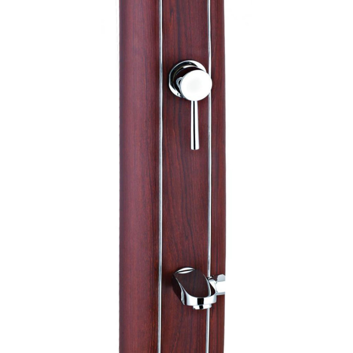 GRE Douche solaire aluminium carrée aspect bois 32 litres