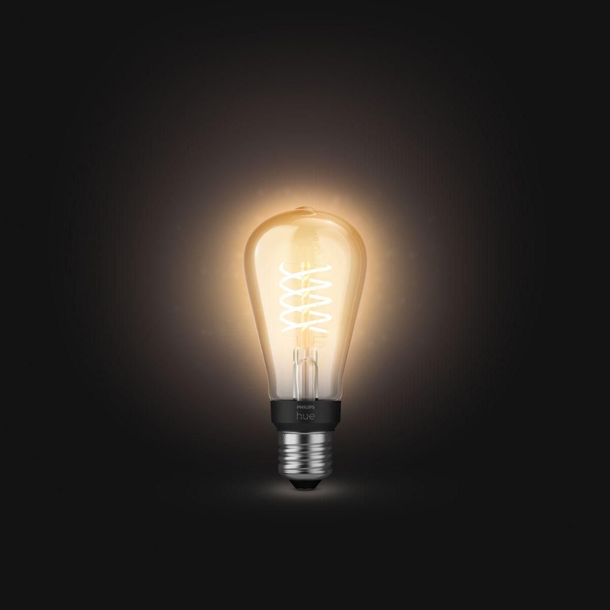 Philips Ampoule LED connectée HUE White E27 9W Filament Edison