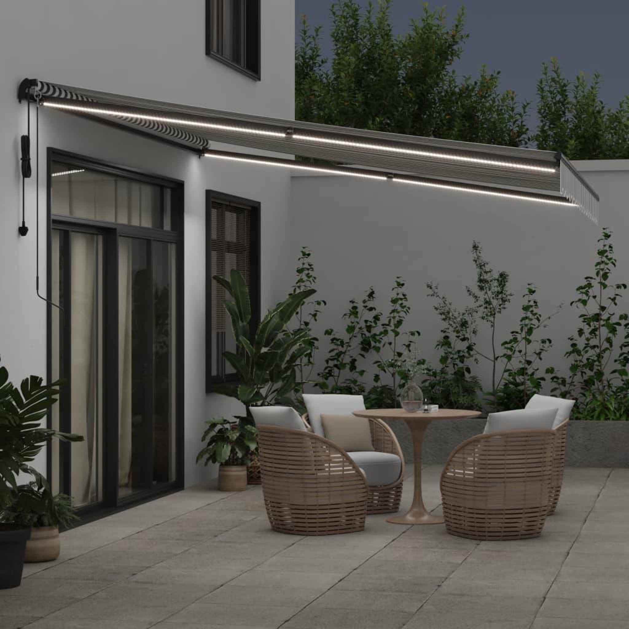 Voir la diapositive 3 : VIDAXL Auvent retractable automatique avec LED anthracite et blanc