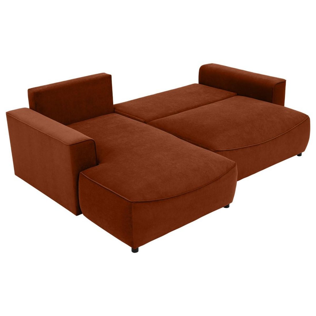 BEST MOBILIER Aurelia - canapé d'angle gauche 4 places convertible avec coffre en tissu texturé