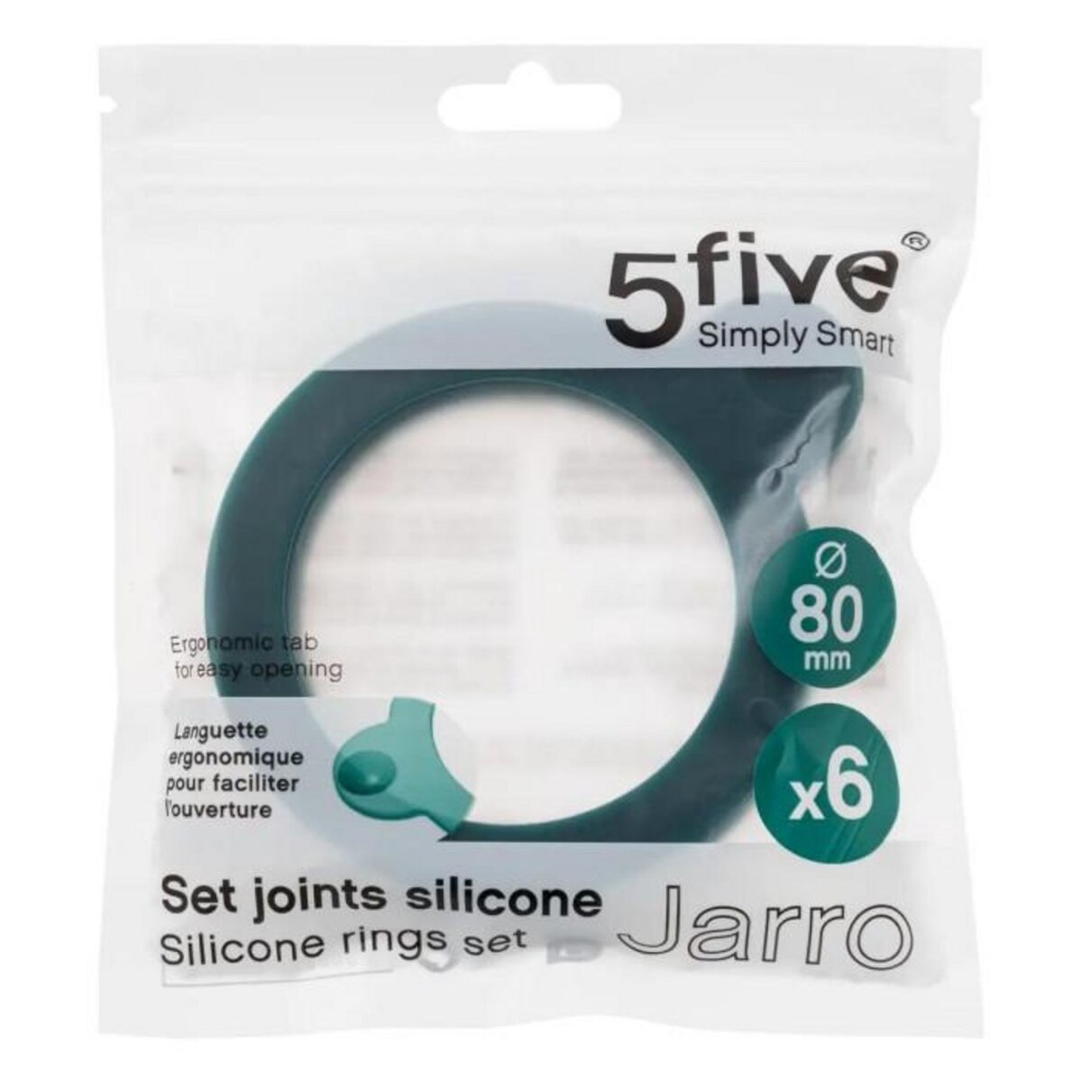 FIVE Lot de 6 Joints en Silicone  Jarro  8cm Bleu