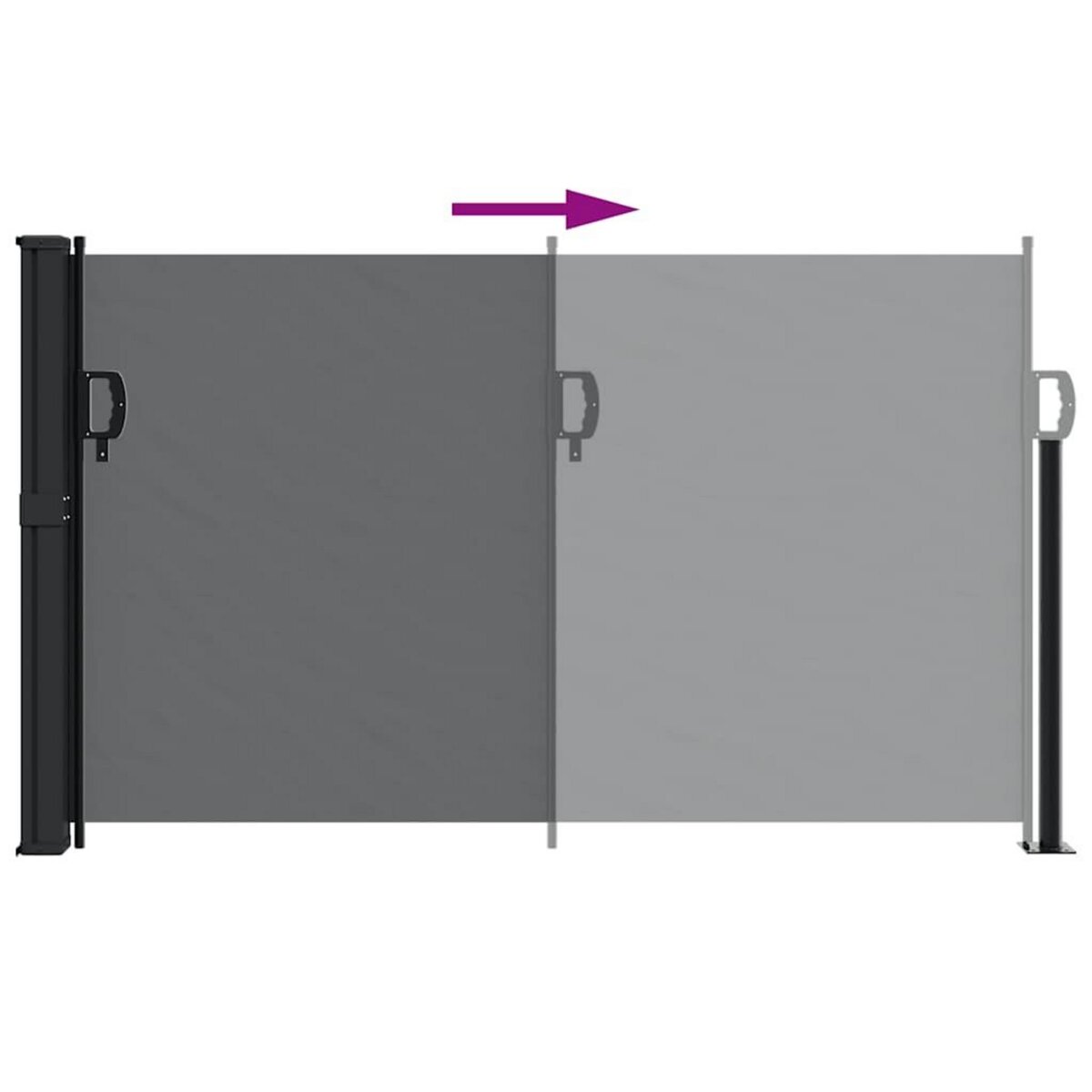 VIDAXL Auvent lateral retractable noir 120x600 cm