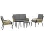 Voir la diapositive 1 : OUTSUNNY Salon de jardin en résine tressée modulable 4 pers. 5 pièces avec 1 canapé 2 fauteuils et 2 tables basses rondes acier sable