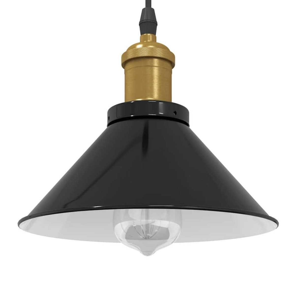 VIDAXL Lampe suspendue reglable hauteur E27 noir brillant Ø22 cm metal