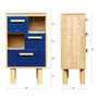 Voir la diapositive 4 : MARKET24 Table de chevet LILA avec 3 tiroirs et 2 niches - Chene/bleu - Style contemporain - MDF - L40 x P24 x H67 cm