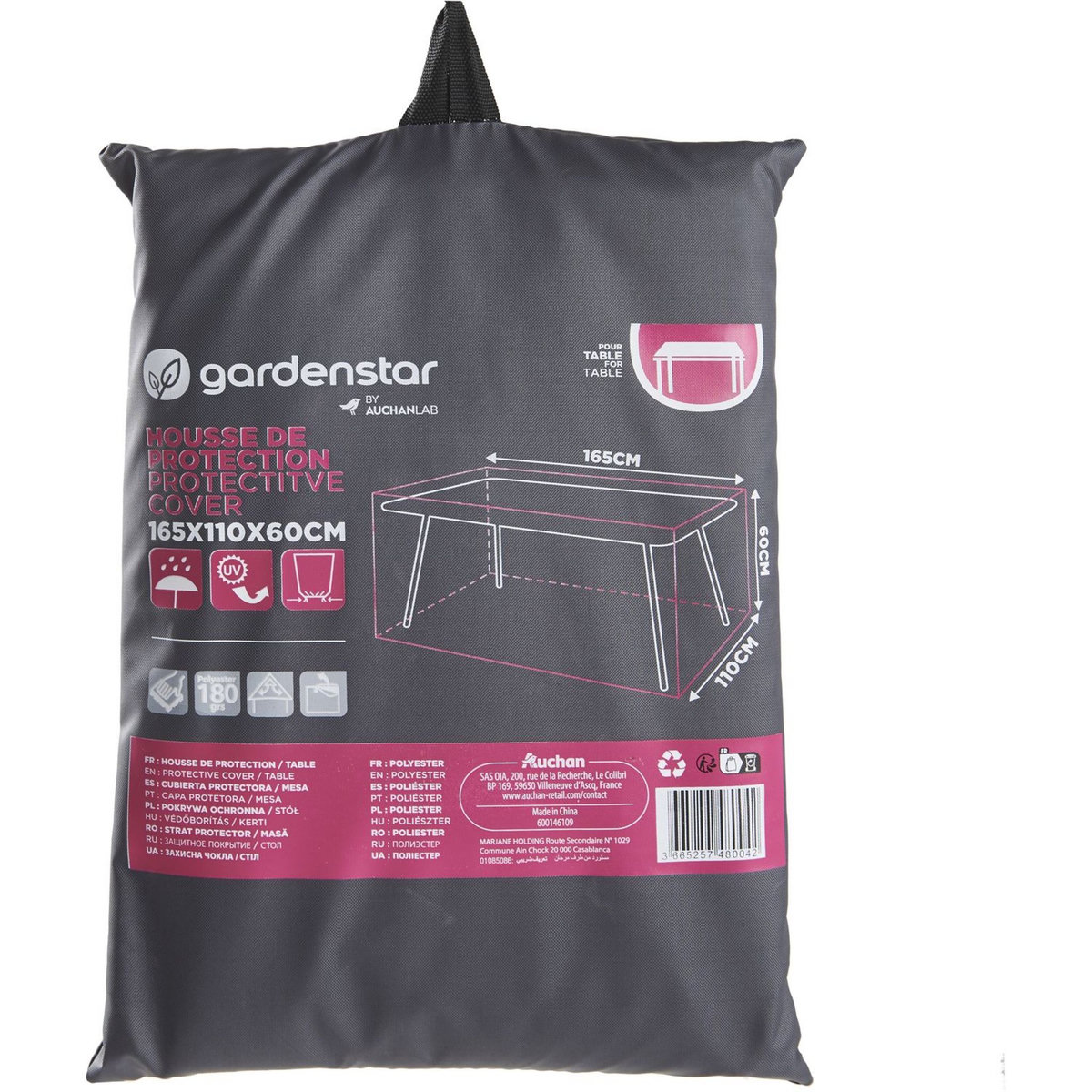GARDENSTAR Housse de protection Table - Polyester - 165x110x60cm