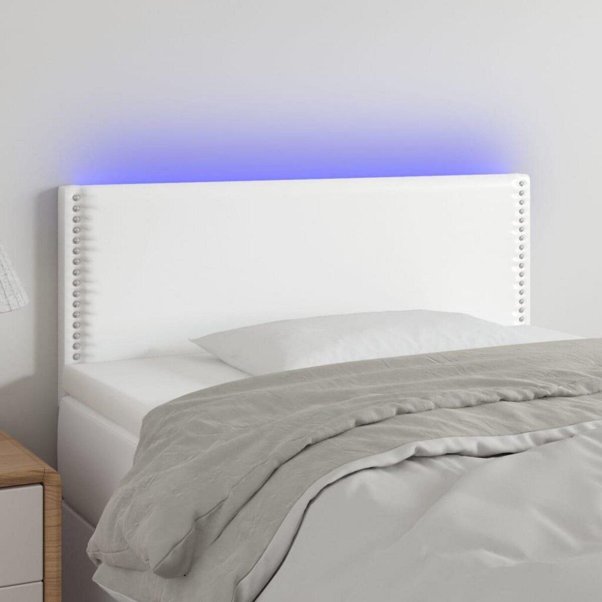 VIDAXL Tete de lit a LED Blanc 100x5x78/88 cm Similicuir