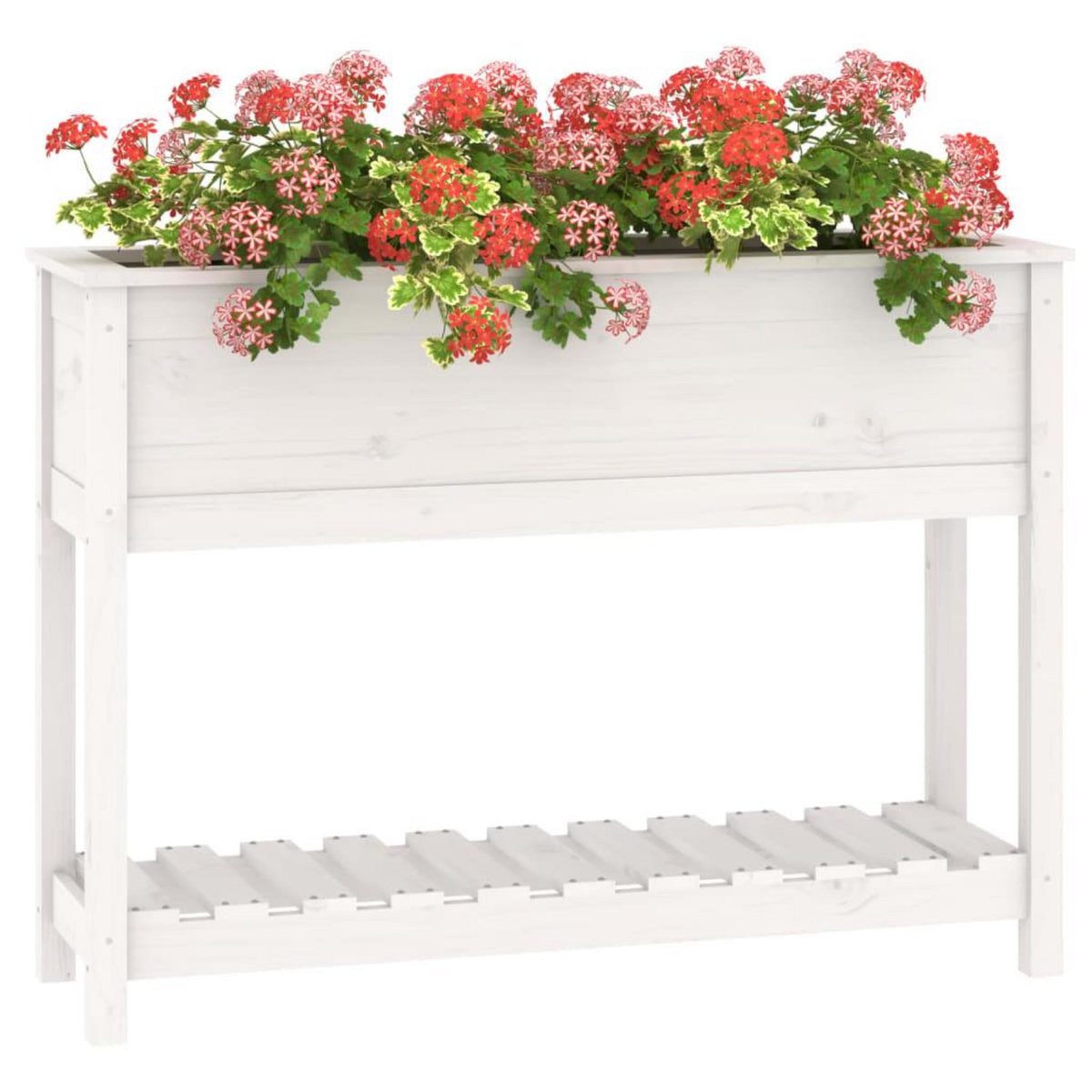 VIDAXL Jardiniere et etagere Blanc 111,5x34,5x81 cm Bois massif de pin