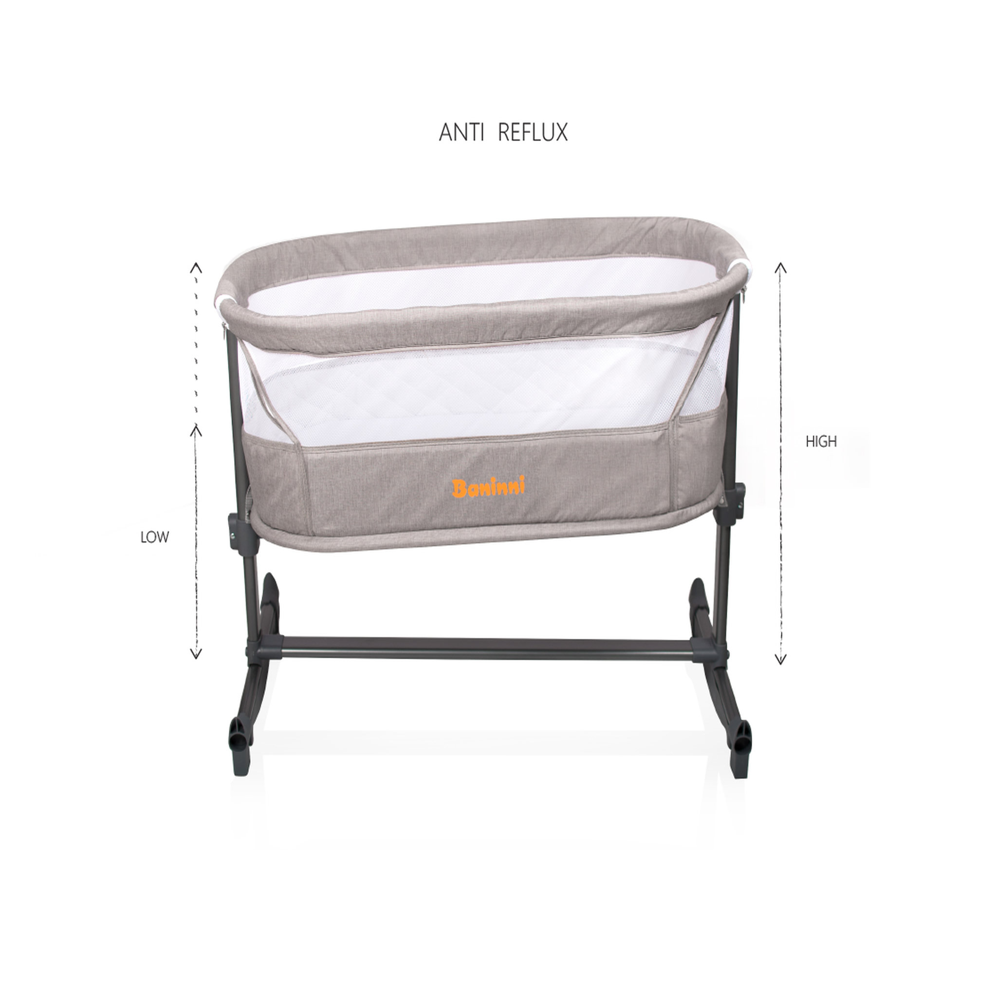 Voir la diapositive 2 : BANINNI Berceau balancelle cododo réglable beige Nesso