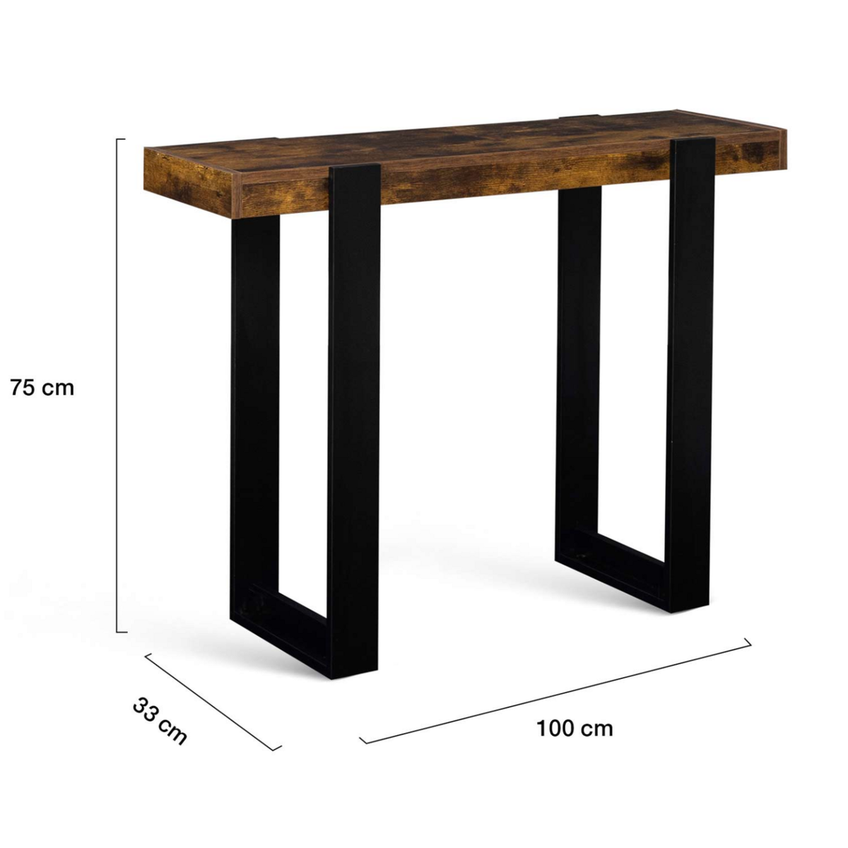 ID MARKET Console PHOENIX bois effet vieilli et noir