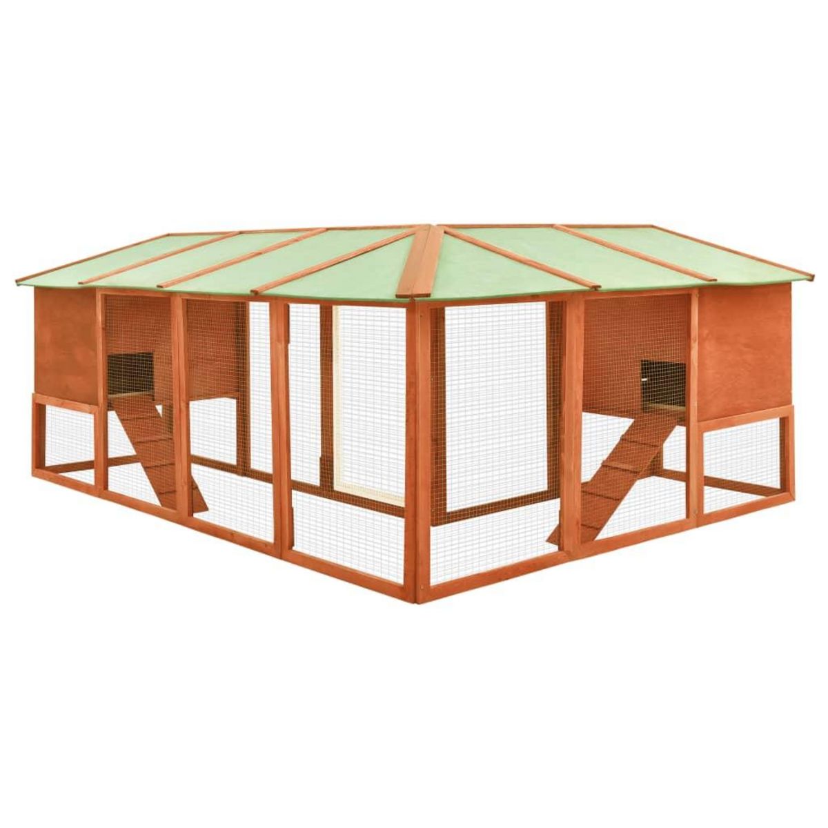 VIDAXL Clapier d'exterieur avec piste Marron Bois de sapin solide