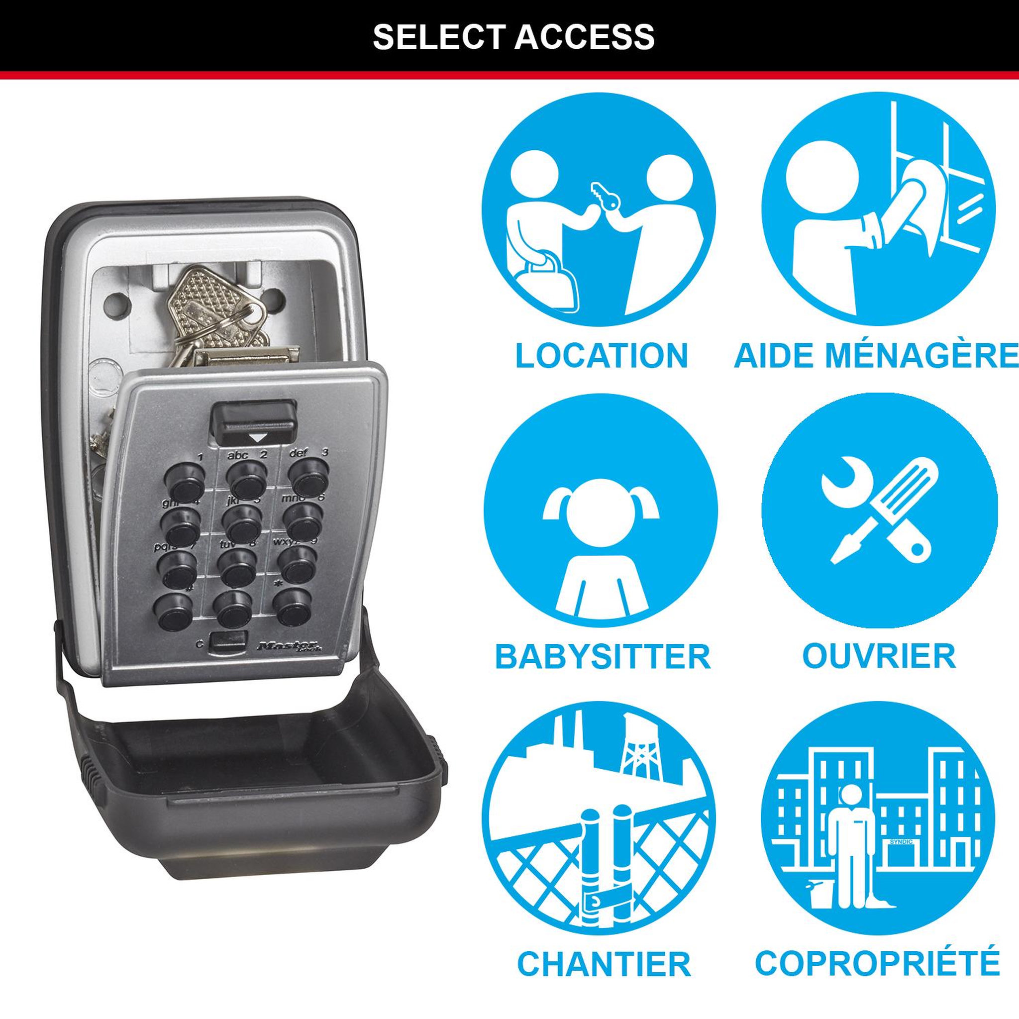 Voir la diapositive 3 : Master lock Boite à clés sécurisée [murale] [boutons poussoirs] - 5423eurd - select access