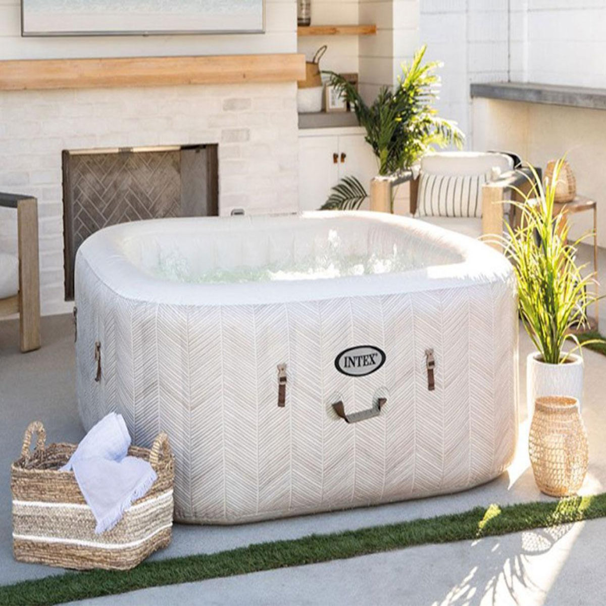 INTEX Spa gonflable PureSpa Chevron carré Bulles 4 places - Intex