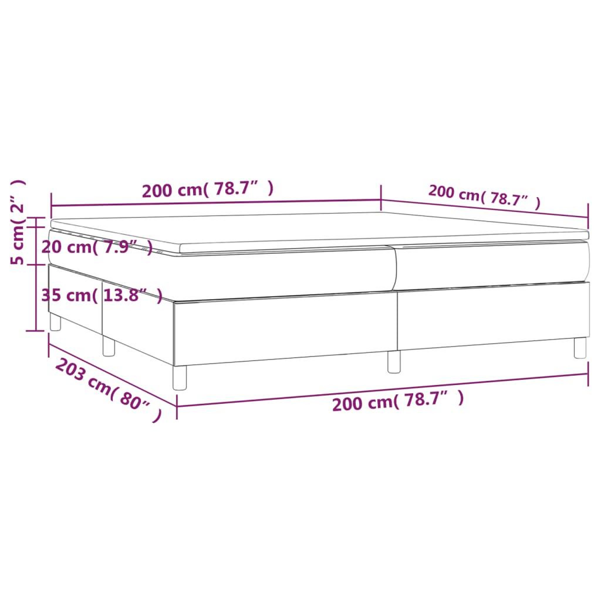 Voir la diapositive 6 : VIDAXL Sommier a lattes de lit avec matelas Gris clair 200x200cm Tissu