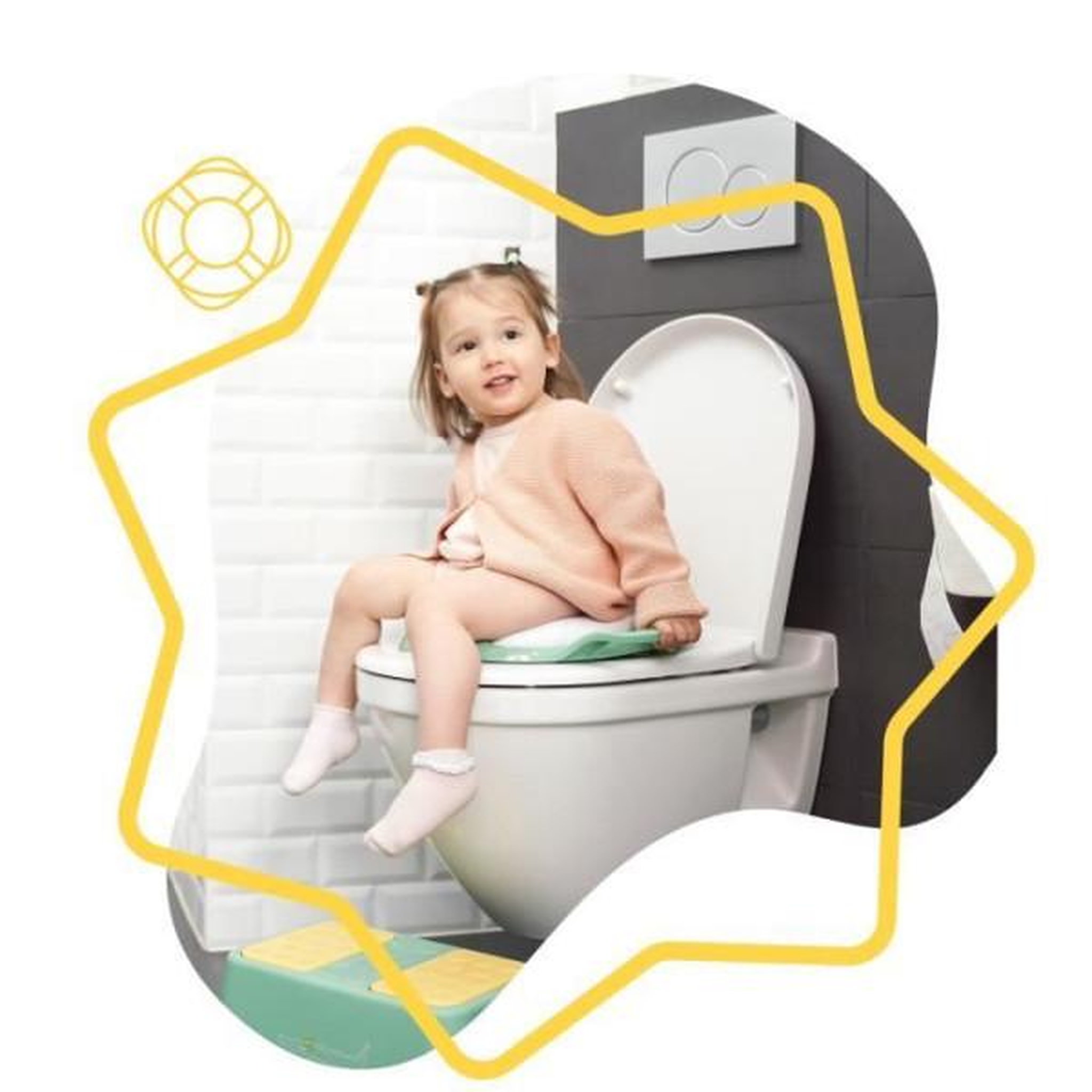 Voir la diapositive 2 : BADABULLE Badabulle Réducteur de toilette confort avec poignées, antidérapant et universel