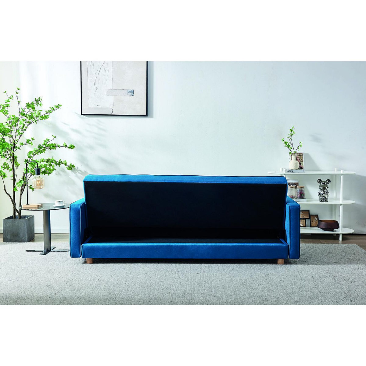 CONCEPT USINE Canapé scandinave convertible 3 places en tissu bleu canard COPENHAGUE