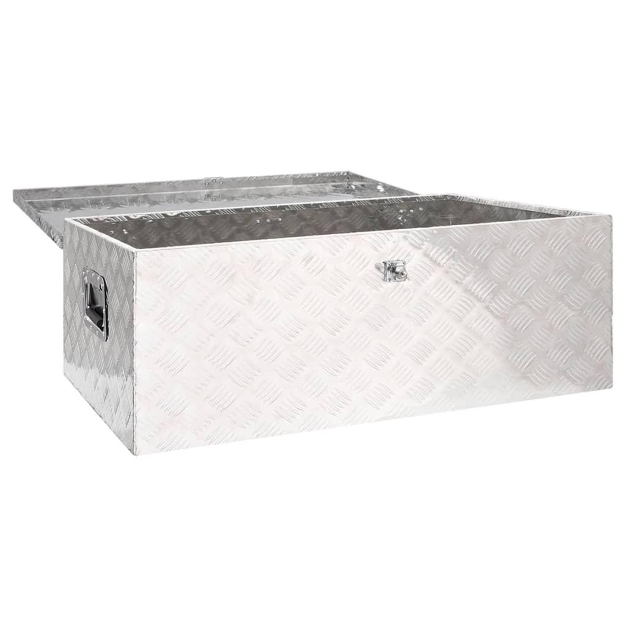 Voir la diapositive 5 : VIDAXL Boîte de rangement Argente 100x55x37 cm Aluminium