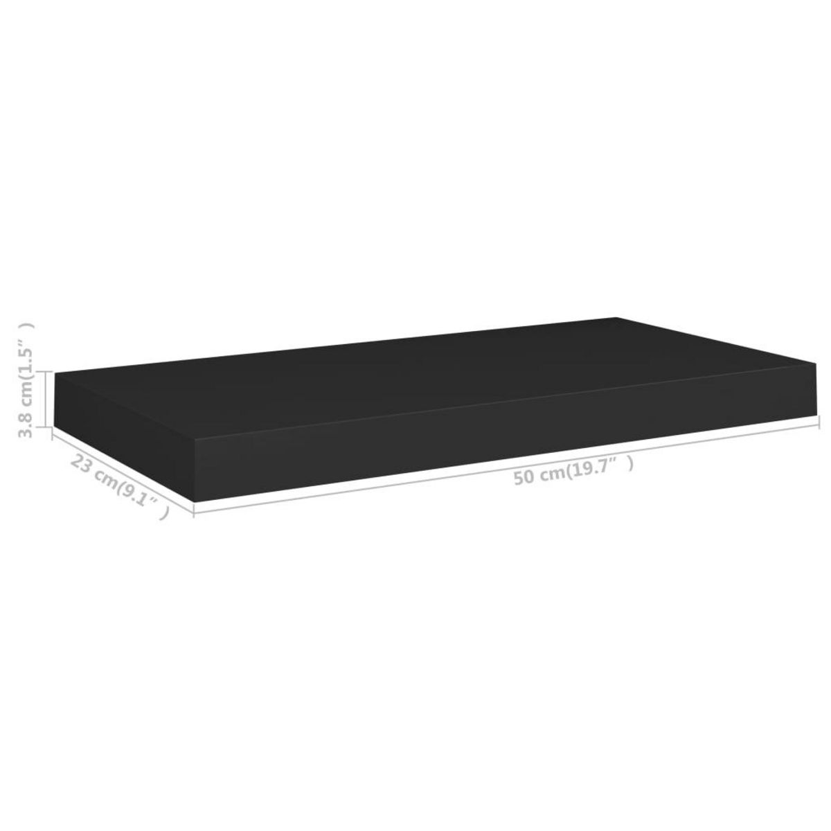 VIDAXL Etageres murales flottantes 4 pcs noir 50x23x3,8 cm MDF