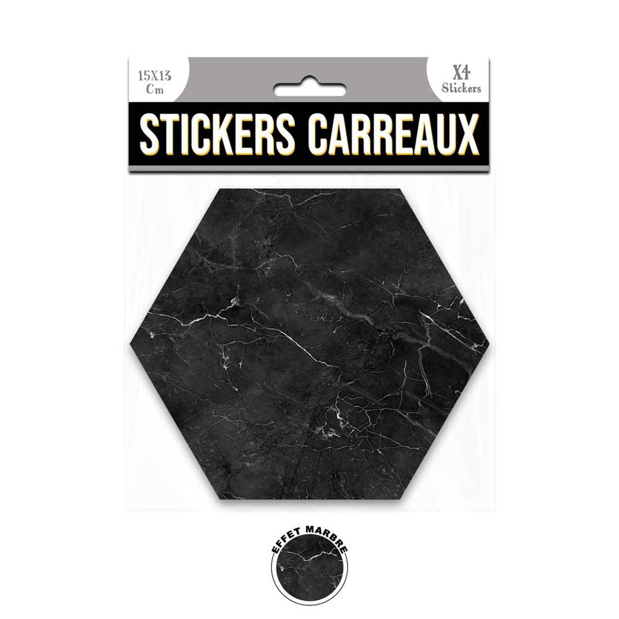SUD TRADING 4 stickers effet marbre - 15 x 13 cm - noir