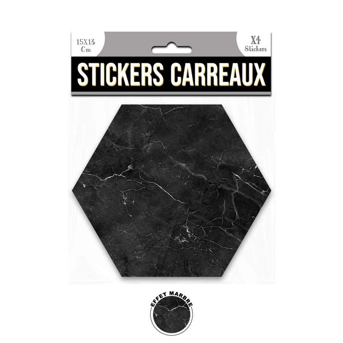 SUD TRADING 4 Stickers effet marbre - 15 x 13 cm - noir